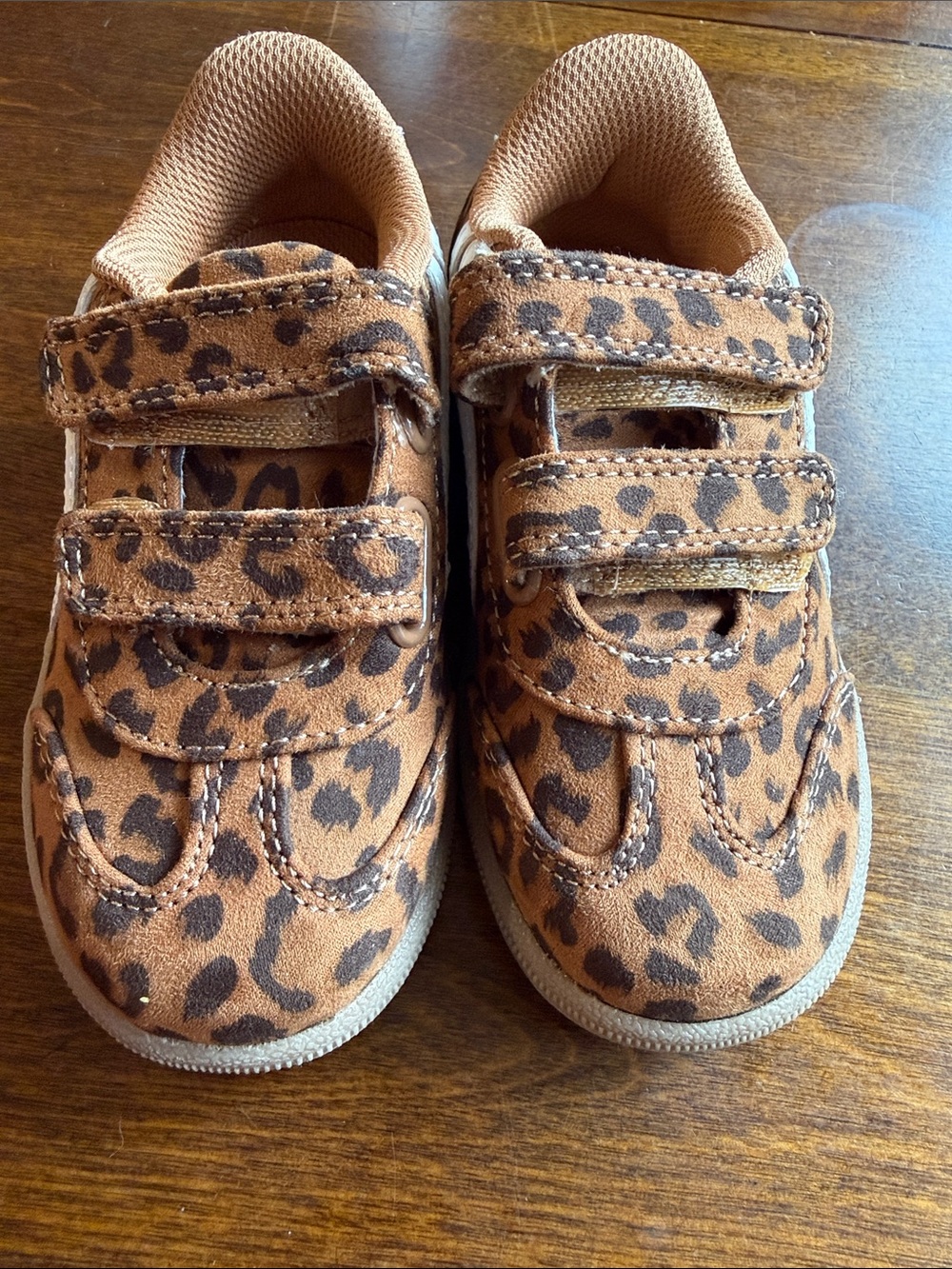 Cat & Jack Leopard Print Velcro Sneakers - Brown & Black